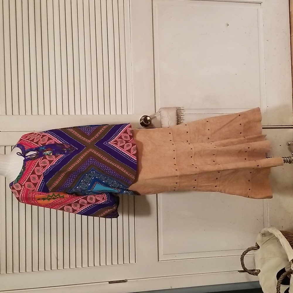 NWT Chico's Camel Suede Maxi Skirt s: 2